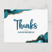 Bat Mitzvah Goud Turquoise Agate Script Bedankt Briefkaart (Voorkant)