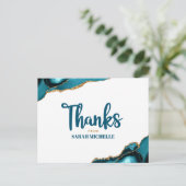 Bat Mitzvah Goud Turquoise Agate Script Bedankt Briefkaart (Staand voorkant)