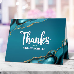 Bat Mitzvah Goud Turquoise Ombre Agaat Krachtig Sc Bedankkaart