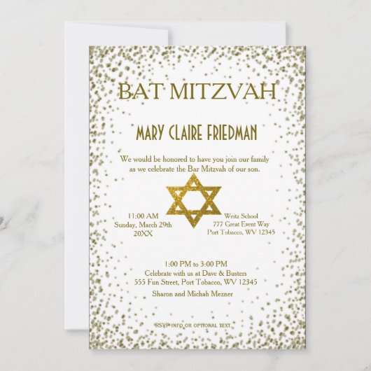 Bat Mitzvah | GoudConfetti Kaart (Voorkant)