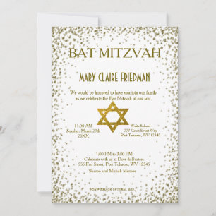 Bat Mitzvah   GoudConfetti Kaart