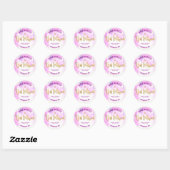 Bat Mitzvah Gouden Folie Script op Roze Waterverf Ronde Sticker (Vel)
