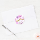 Bat Mitzvah Gouden Folie Script op Roze Waterverf Ronde Sticker (Envelop)