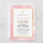 BAT MITZVAH gouden ster bleek roze waterverf uitno Kaart (Voorkant)