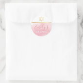 BAT MITZVAH gouden ster chique blush roze waterver Ronde Sticker (Tas)