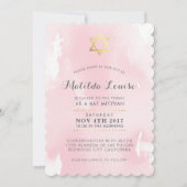 BAT MITZVAH gouden stijlvolle roze waterverf uitno Kaart (Voorkant)