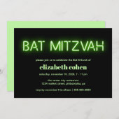 Bat Mitzvah Green Neon Lights Kaart (Voorkant / Achterkant)