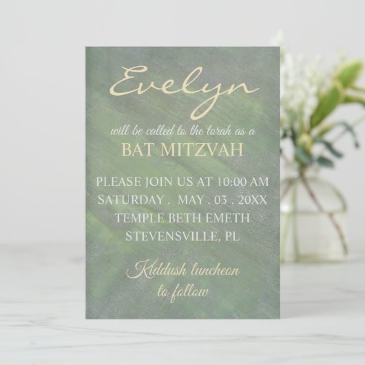 Bat Mitzvah Greens Silvers Kaart (Staand voorkant)