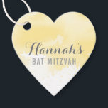 BAT MITZVAh gunsttag moderne gele waterverf Bedankjes Labels<br><div class="desc">door kat massard >>> https://linktr.ee/simplysweetpaperie <<< Een schattig hartvormig label gewoon perfect voor gunst tags voor uw speciale evenement.</div>