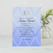 Bat Mitzvah Harlequin Blue Invitation Kaart (Staand voorkant)