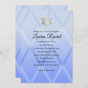 Bat Mitzvah Harlequin Blue Invitation Kaart