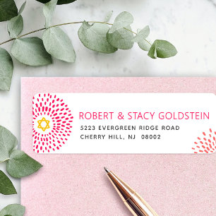 Bat Mitzvah Heet Roze Steruitbarsting Type Groovy  Etiket