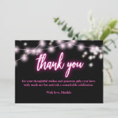Bat Mitzvah Heete Stek Neon Thema Bedankkaart (Staand voorkant)