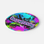 Bat Mitzvah, Helder, Faux Neon Paint Papieren Bordje (Gekanteld)