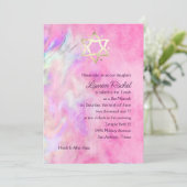 Bat Mitzvah hete roze en paarse tie-dye ontwerp Kaart (Staand voorkant)