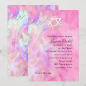 Bat Mitzvah hete roze en paarse tie-dye ontwerp Kaart (Voorkant / Achterkant)