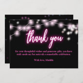 Bat Mitzvah Hot Pin  Neon Themed Bedankkaart (Voorkant / Achterkant)