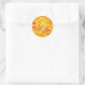 Bat Mitzvah Hot Pink and Yellow Design Ronde Sticker (Tas)