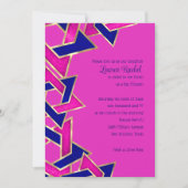 Bat Mitzvah Hot Pink Navy Blue Star Kaart (Voorkant)