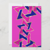 Bat Mitzvah Hot Pink Navy Blue Star Kaart (Achterkant)