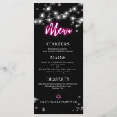Bat Mitzvah Hot Pink Neon Thema Menu (Voorkant)