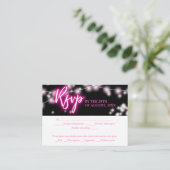 Bat Mitzvah Hot Pink Neon Thema RSVP Informatiekaartje (Staand voorkant)