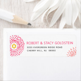 Bat Mitzvah Hot Pink Starburst Type Groovy Adres Etiket