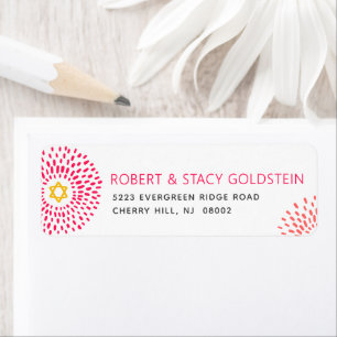Bat Mitzvah Hot Pink Starburst Type Groovy Adres Etiket
