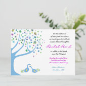 Bat Mitzvah Invitation Bat - Boom van de Levensvog Kaart (Staand voorkant)