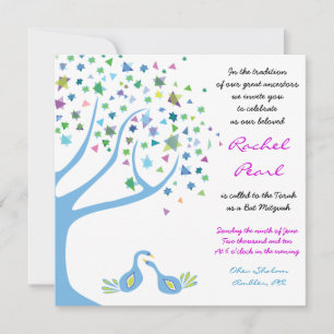 Bat Mitzvah Invitation Bat - Boom van de Levensvog Kaart