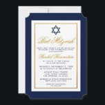 Bat Mitzvah Invitation Blue en Gold Kaart<br><div class="desc">Bat Mitzvah Blue en Gold Invitation Kaart</div>
