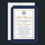 Bat Mitzvah Invitation Blue en Gold Kaart<br><div class="desc">Bat Mitzvah Blue en Gold Invitation Kaart</div>