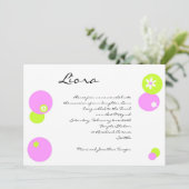 Bat Mitzvah Invitation CIrcles Pink Green Kaart (Staand voorkant)