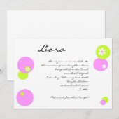 Bat Mitzvah Invitation CIrcles Pink Green Kaart (Voorkant / Achterkant)