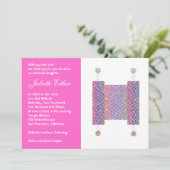 Bat Mitzvah Invitation Festive Torah Scroll Pink Kaart (Staand voorkant)