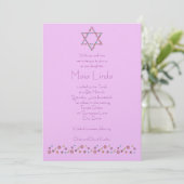 Bat Mitzvah Invitation Flower Star van David Pink Kaart (Staand voorkant)