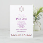 Bat Mitzvah Invitation Flower Star van David Tan Kaart (Staand voorkant)