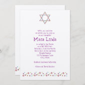 Bat Mitzvah Invitation Flower Star van David Tan Kaart (Voorkant / Achterkant)