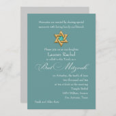 Bat Mitzvah Invitation Gold Star van David Kaart (Voorkant / Achterkant)
