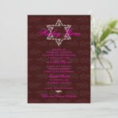 Bat Mitzvah Invitation Hailey met Damask Maroon Kaart (Staand voorkant)