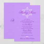 Bat Mitzvah Invitation Hailey met Damask Paars Kaart (Voorkant / Achterkant)