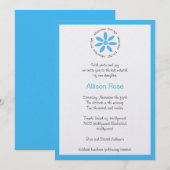 Bat Mitzvah Invitation Hebrew Blue Daisy Kaart (Voorkant / Achterkant)