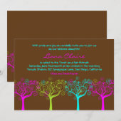 Bat Mitzvah Invitation Liana Claire Chocolate Pink Kaart (Voorkant / Achterkant)