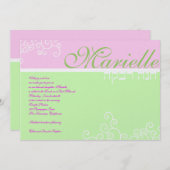 Bat Mitzvah Invitation Marielle Hebrew Green Kaart (Voorkant / Achterkant)