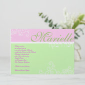Bat Mitzvah Invitation Marielle Hebrew Green Kaart (Staand voorkant)