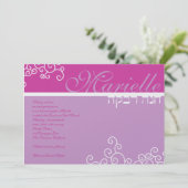 Bat Mitzvah Invitation Marielle Hebrew Pink Kaart (Staand voorkant)