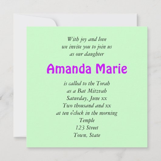 Bat Mitzvah Invitation, Neon Paint Splatter Kaart (Achterkant)