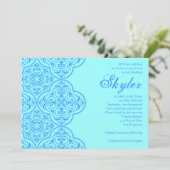 Bat Mitzvah Invitation Skyler Blue  Kaart (Staand voorkant)