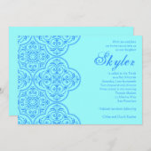 Bat Mitzvah Invitation Skyler Blue  Kaart (Voorkant / Achterkant)