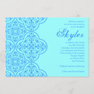 Bat Mitzvah Invitation Skyler Blue  Kaart